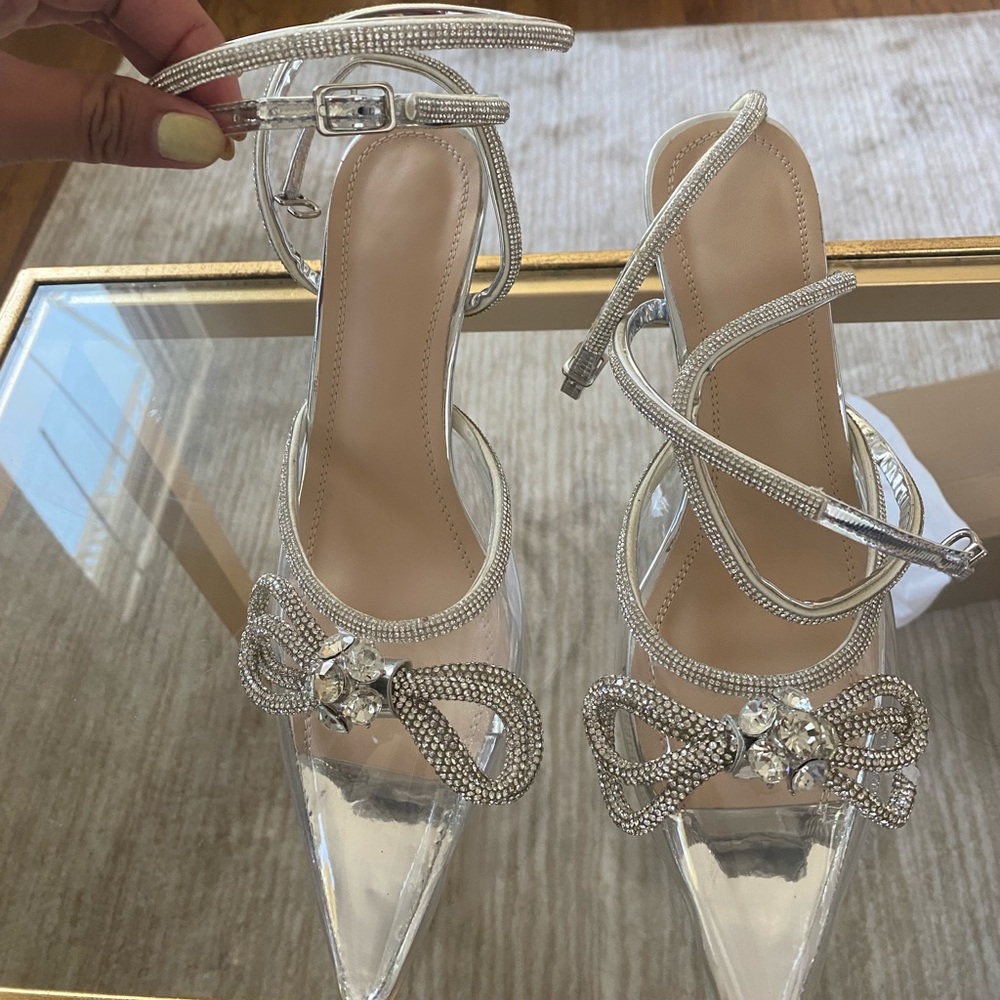 Crystal clear bow heels
